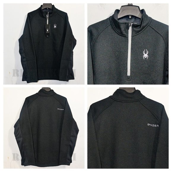 BLACK  NWT Spyder Men's Outbound Raglan Sleeves Half Zip Jacket‎ - Picture 1 of 10